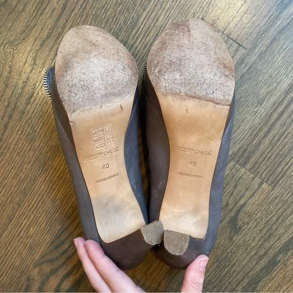 CHLOE See by Chloé Zipper Leather Bow Accents Pumps EU 40 - Picture 14 of 15